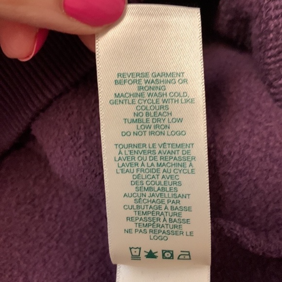 ROOTS sweatshirt hoodie kangaroo pocket drawstring hood purple eggplant medium - Picture 6 of 13